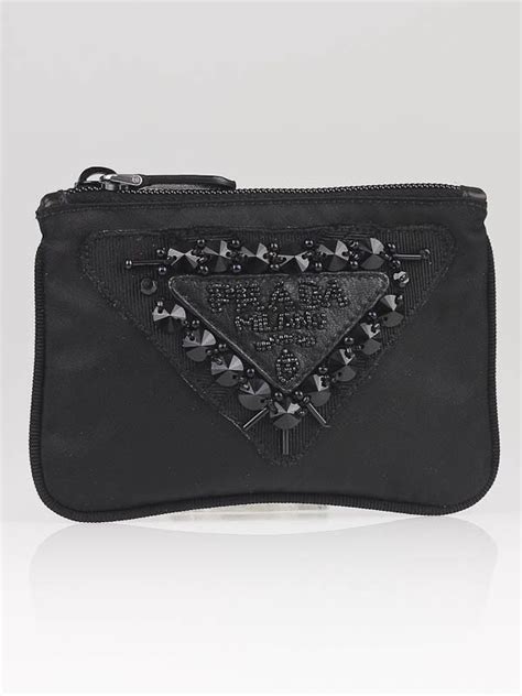 prada black tessuto coin pouch